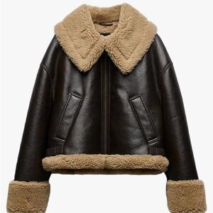 NEW Faux leather faux fur jacket size small